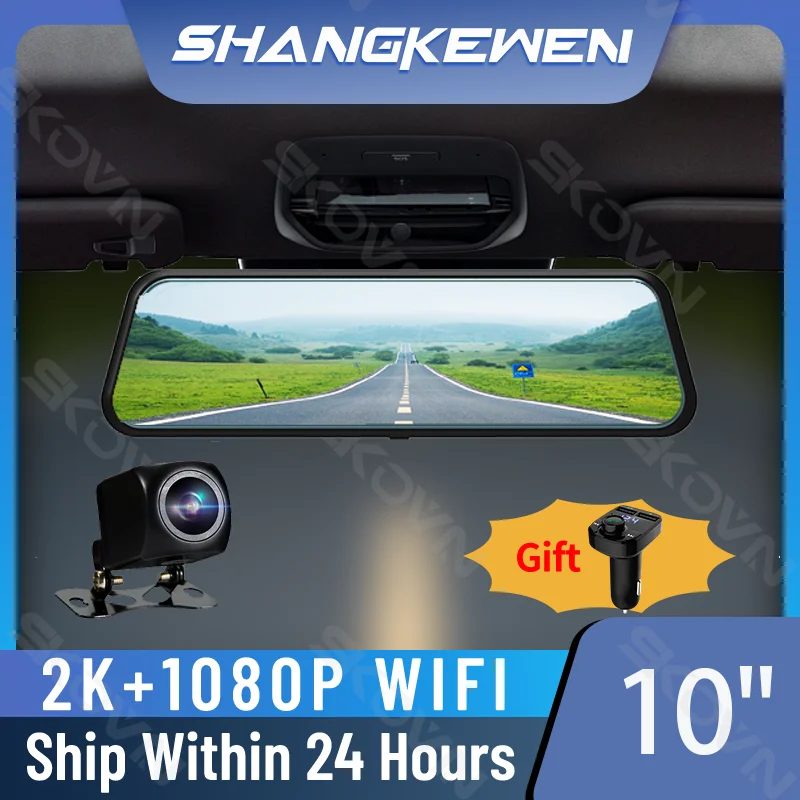 

2023 Newest 10 Inches 2K 1080P Dashcam with WIFI 2.5D Screen Dual Lens DVR GPS Video Recorder Dashboard Night Vision 24H Park