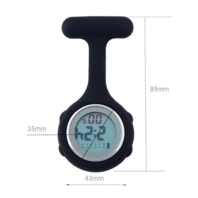 Silicone Digital Nurse Watch+Pen Holder Black Fob Pocket Doctor Clocks White Medical Lapel Brooch Clock Hospital Gift 2pcs