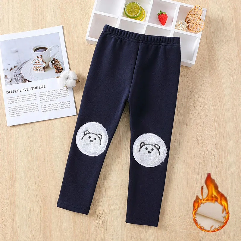 

2022 Winter Children Pants Plus Velvet Leggings for Kids Warm Cartoon Girls Trousers 1-10years Baby Sweatpants Toddler Clothes