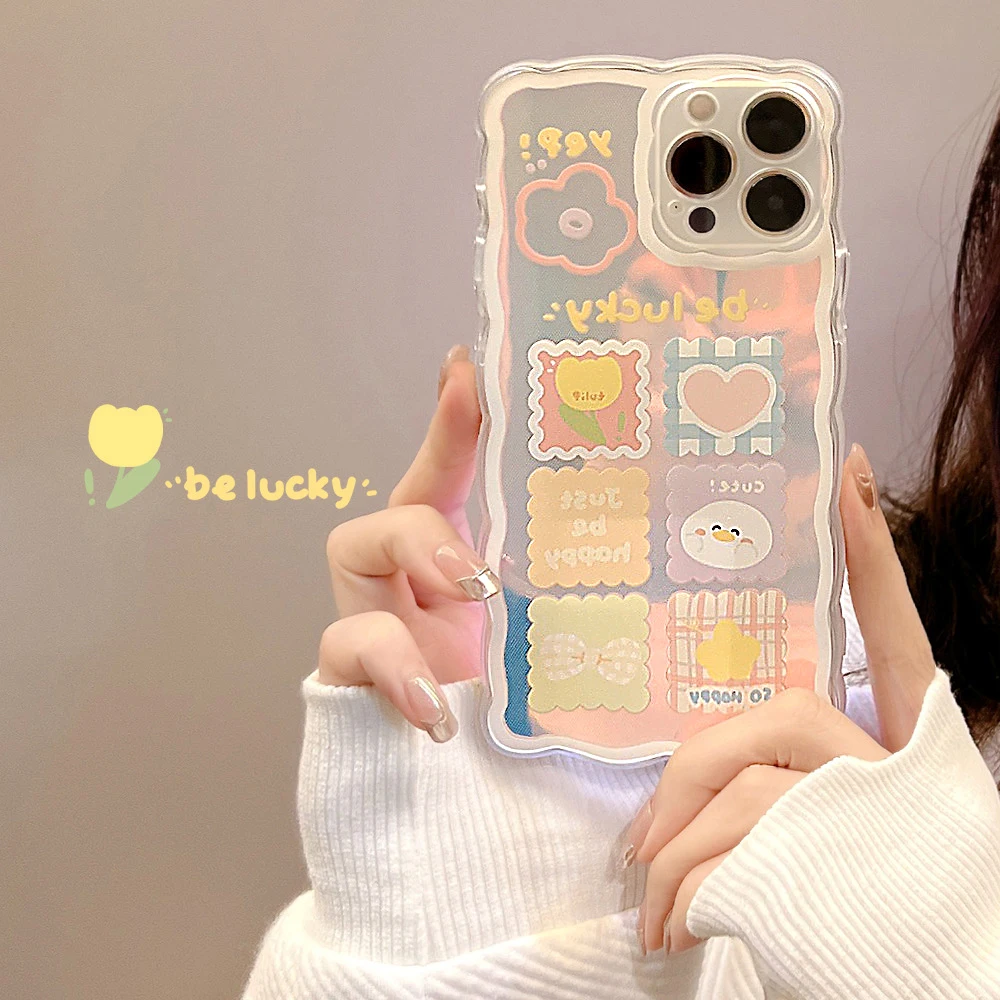 

Laser Six Grid Graffiti Aurora Phone Case Cell For iPhone 13 Pro Max 12 Mini 11 Xr Xs Max X 7 8 Plus Back Cute Cover Soft Coque