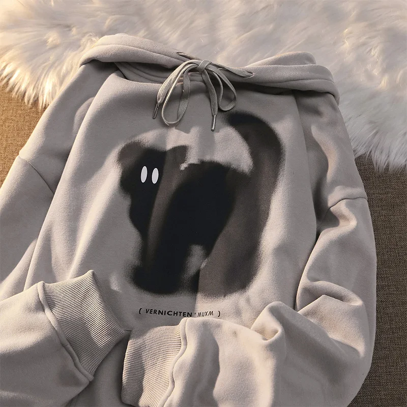 

Harajuku Cartoon Fun Kitten Print Hooded Sweatshirt Men and Women Winter New Fashion Casual Oversize Couple Gothic Jacket Tops