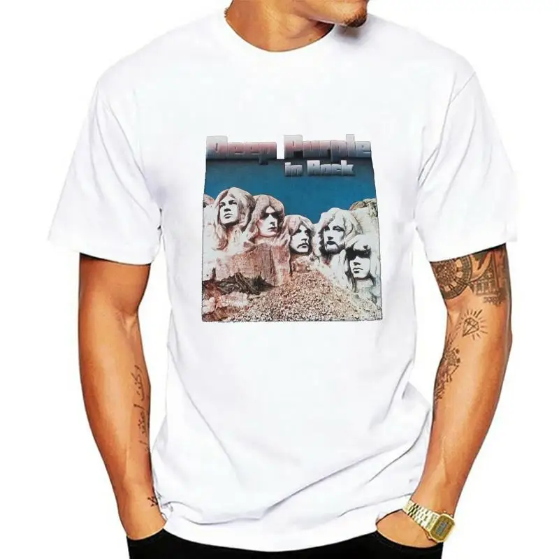 

DEEP PURPLE IN ROCK BLACK T SHIRT WHITESNAKE IAN GILLAN BLACKMORE JON LORD T shirt Men Black Short Sleeve Cotton