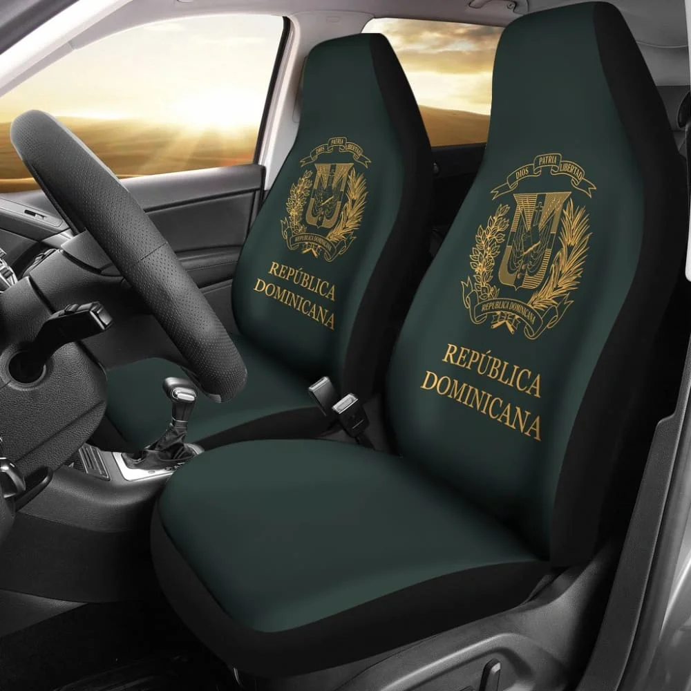 

Dominican Republic Passport Car Seat Covers Pack of 2 Universal Front Seat Protective Cover