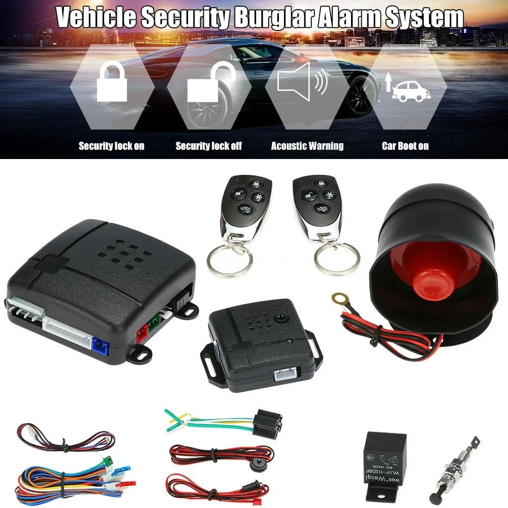 

Universal Car Security System Smart Key System Alarm Burglar Alarm Anti-theft Protection with 2 Remote Car Parts Accessiores