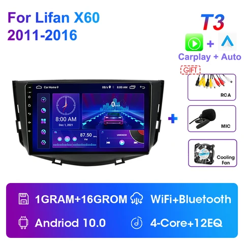 Автомагнитола JMCQ, Android 11,0, мультимедийный видеоплеер для Lifan X60 X 60 2011-2016, навигация Carplay 2 Din, 4G + WIFI, GPS, головное устройство