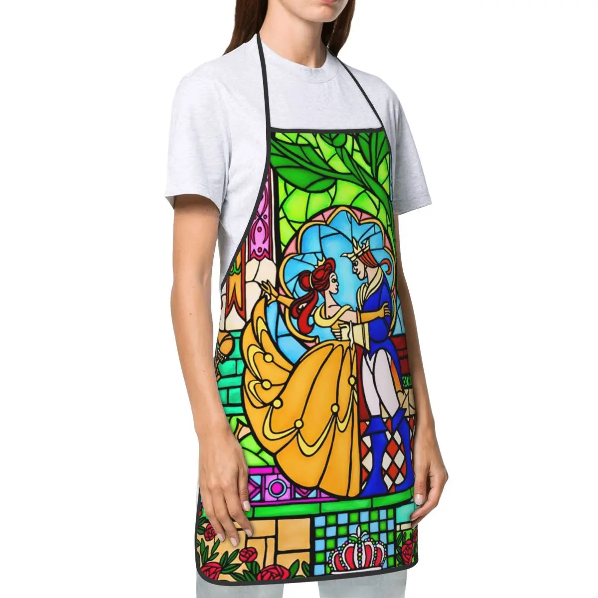 На заказ забавный фартук Красавица и чудовище для мужчин женщин унисекс кухонный