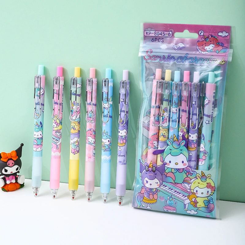 Гелевая ручка Hello Kitty Kawaii My Melody Cinnamoroll Kuromi 6 шт