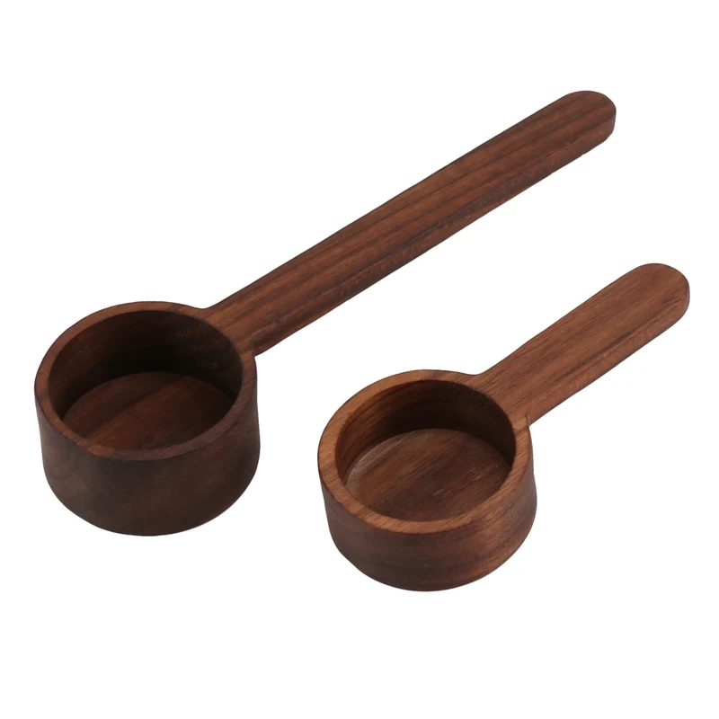 

2 Pieces Wooden Measuring Coffee Scoop Set Ground Coffee Coffee Spoon In Walnut Wood Wooden Measuring Tablespoon