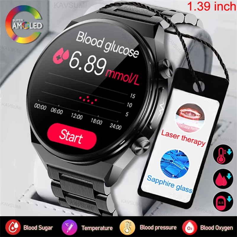 

Painless Non-invasive Blood Sugar Smart Watch Men Laser Treatment Health Blood Pressure Sport Smartwatch Women Glucometer Watch