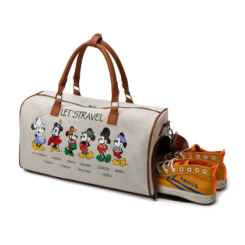 Large Capacity Portable Canvas Travle Duffle Bags Short Distance Handheld Tote Overnight Bag Dry Wet Sports Fitness Gym Yoga Bag