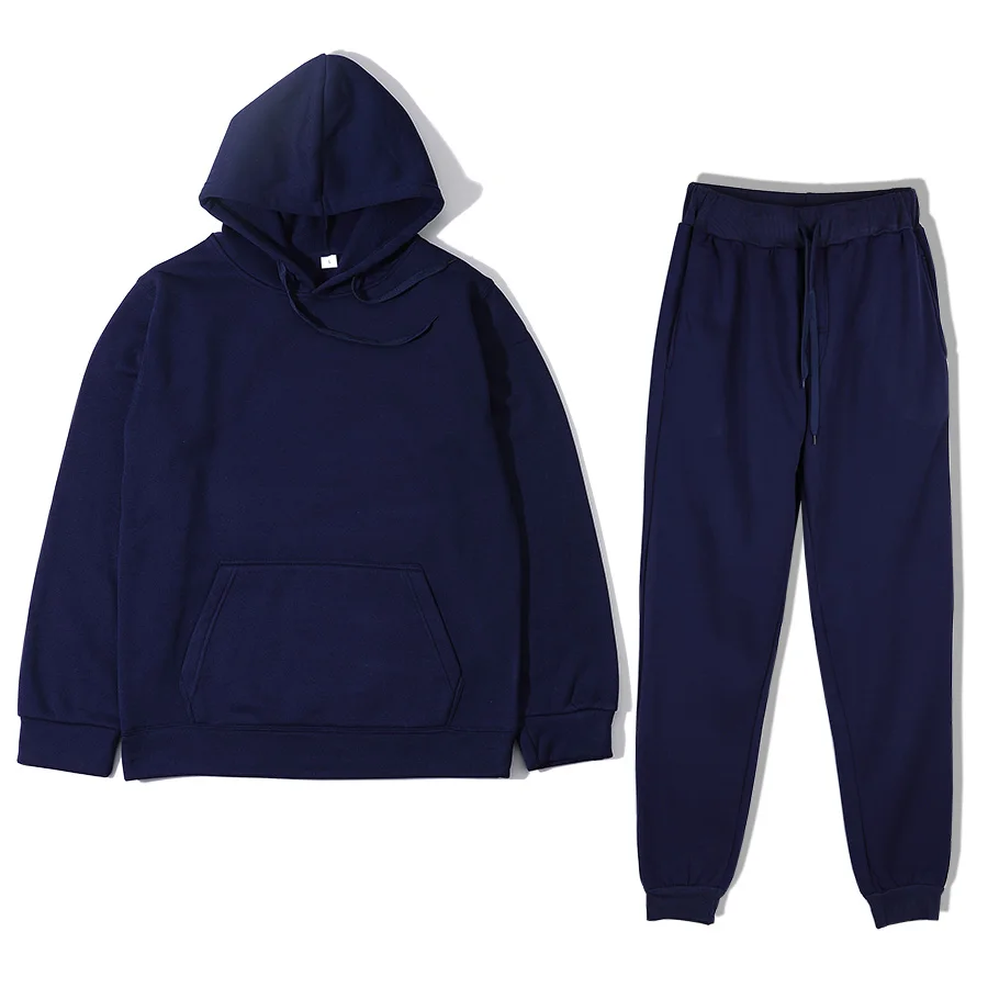 Two Piece Suits Loose Set men Tracksuit Long Coat Hoodie Set Zipper Warm Running Joggers Sweatshirts Sweatpants Set Sportswear