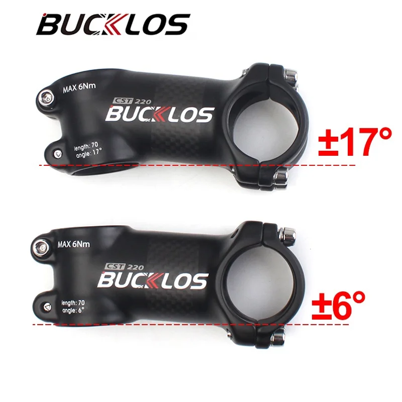 

BUCKLOS Carbon Fiber Bicycle Power 6/17 Degree Bike Handlebar Stem Ultralight Road Mountain Bike Stem MTB Table Part