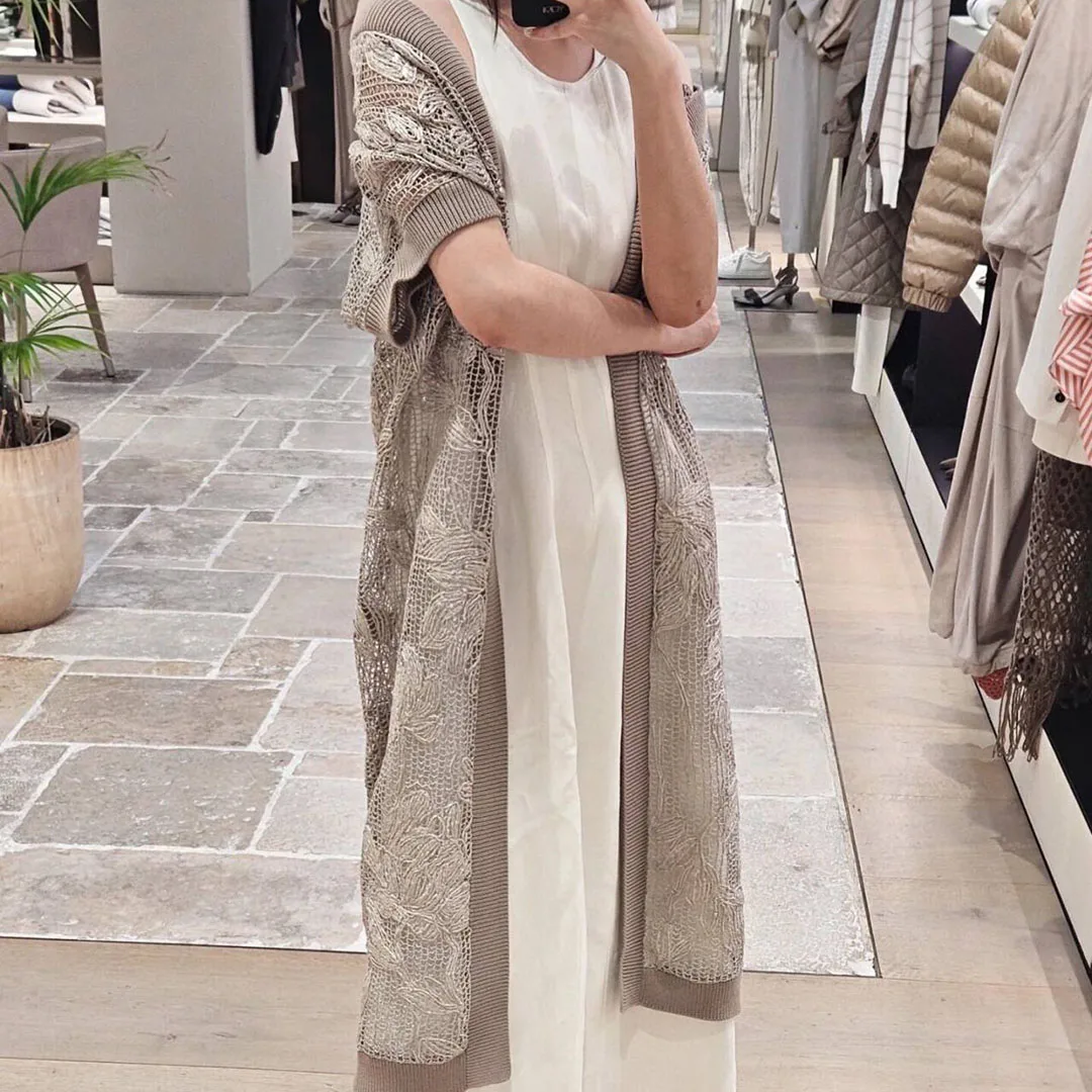 Женский вязаный длинный кардиган винтажный Повседневный свитер с V-образным