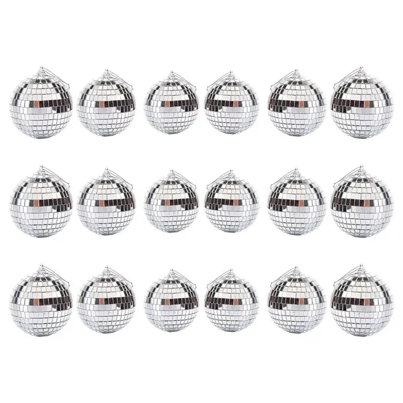 

18pcs Mirror Disco Balls Reflective Glass Ball Christmas Tree Festive Party Home Decorations Mirror Disco Ball Hanging Ornaments