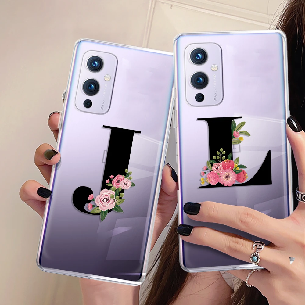 

Flower Letters Case for OnePlus 7 Pro 8Pro 8T 9R 9Pro 6 6T 7T Z Nord N20 N10 2 5G N100 10Pro Transparent Soft Silicone Fundas