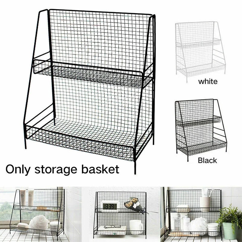 

Iron double layer finishing storage rack bathroom cosmetic rack multifunctional household sundries storage basket