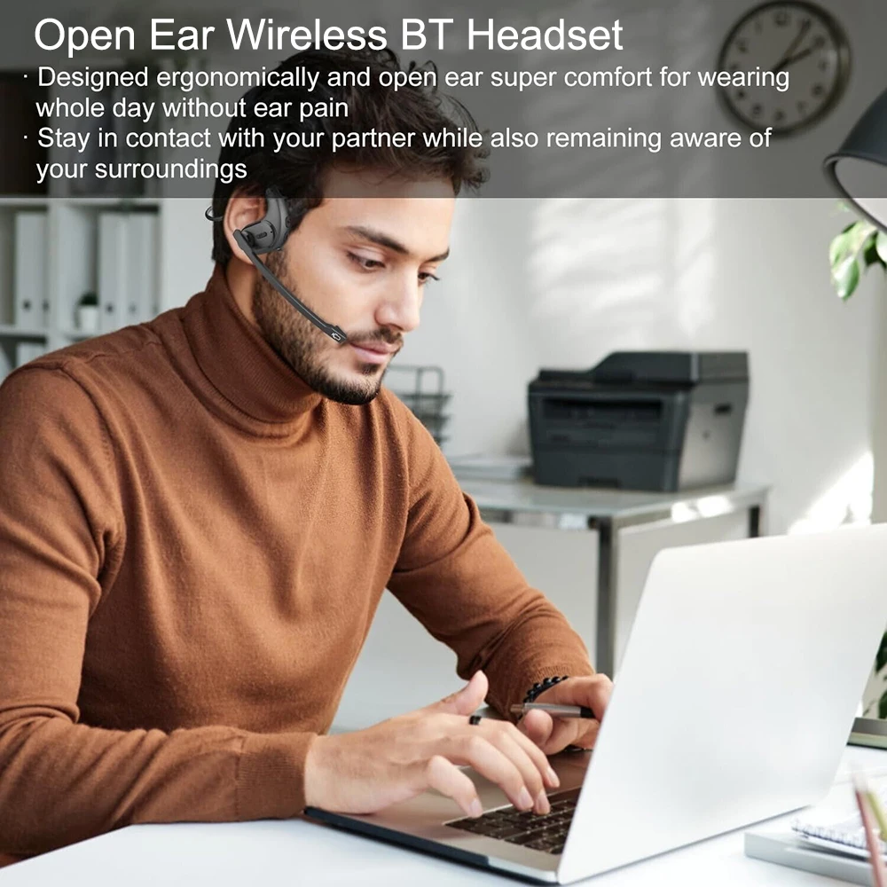Фото Наушники с воздушной проводимостью для Xiaomi Bluetooth 5,3, беспроводные спортивные наушники IPX5, водонепроницаемая гарнитура для дальнобойщика с открытым ухом для телефона №5