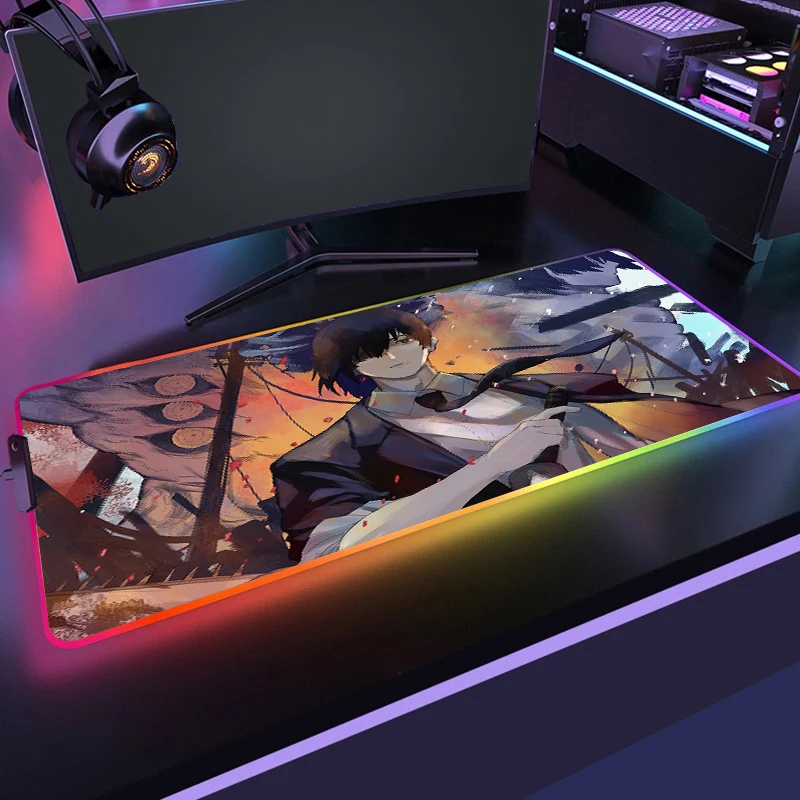 

Коврик для компьютерной мыши RGB с подсветкой бензопилы, мужской геймерский коврик для мыши, Нескользящий Резиновый коврик для мыши с подсветкой, оригинальный Настольный коврик XXL
