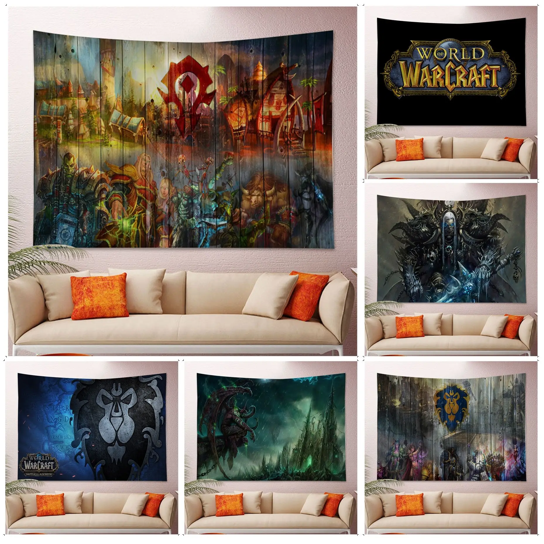 

World Of Warcraft Game Printing Tapestry Art Printing For Living Room Home Dorm Decor Decor Blanket