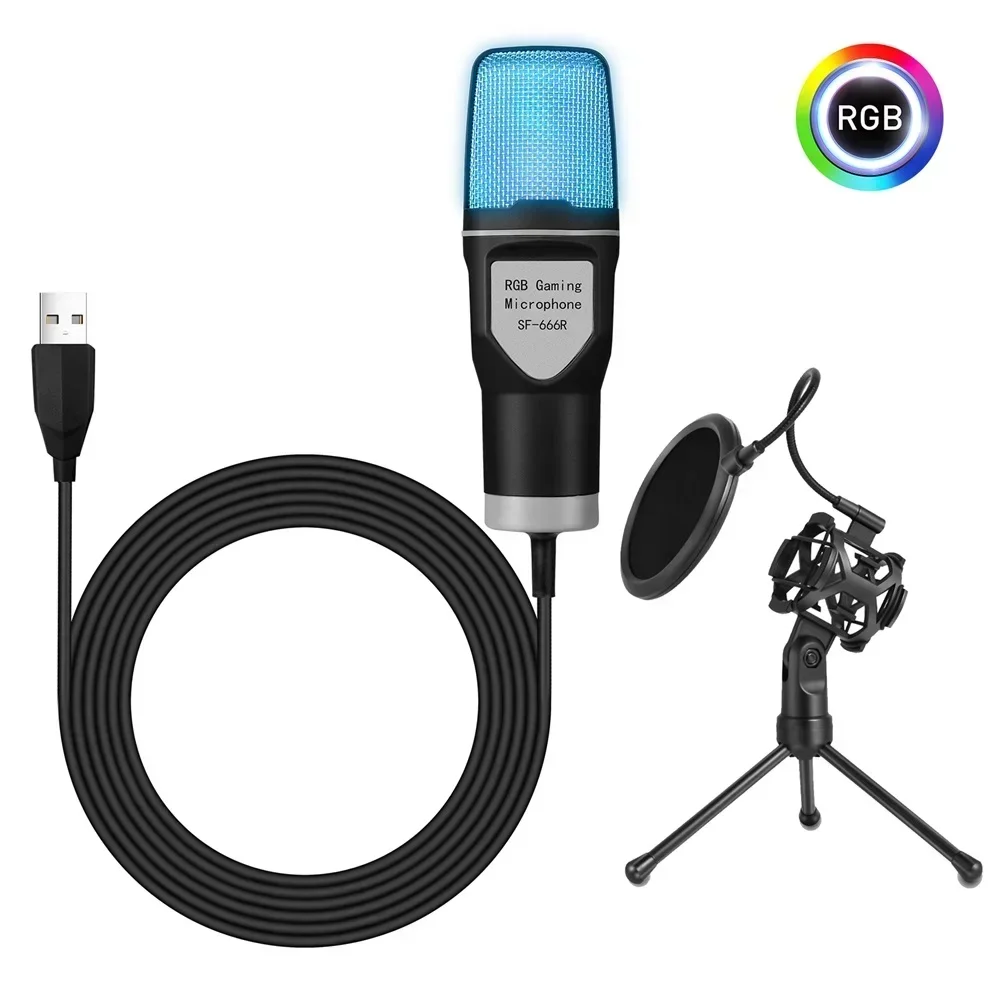 USB-микрофон RGB микрофон конденсатор проводной игровой для студии звукозаписи