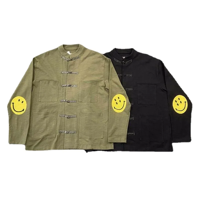 

22SS Arm Smiley Print Button Design KAPITAL Jacket Men Women EU Size 100% Cotton KAPITAL Coat Fashion Autumn Winter Skateboard