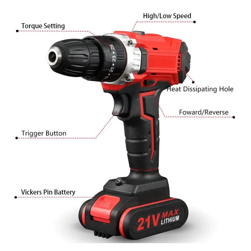 Беспроводная Электрическая Отвертка 21 + 2 Функции Дрель Мини-ручной Инструмент