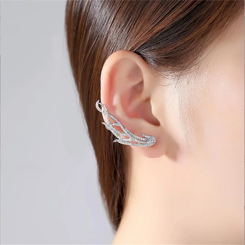 

Grier 2022 New Fashion Shining Crystal Angel Wings Drop Earrings Ear Clip Zircon Earring For Women Wedding Bride Jewelry Gift