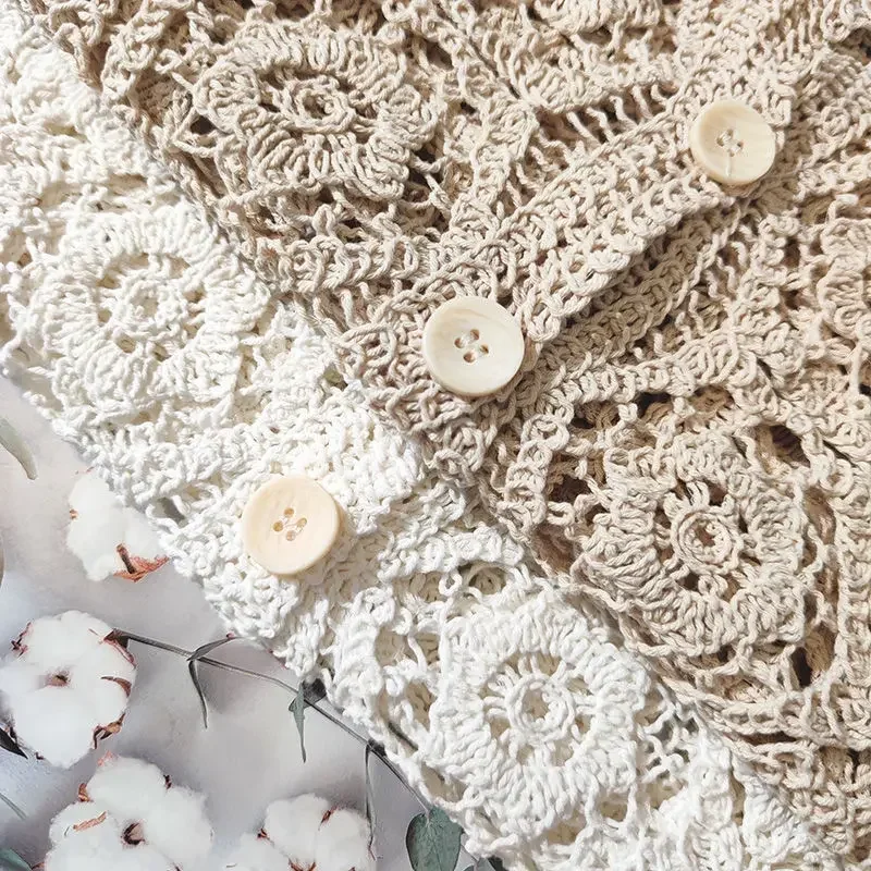 Женский винтажный кардиган с вышивкой кружевной вязаный короткий тонкая верхняя