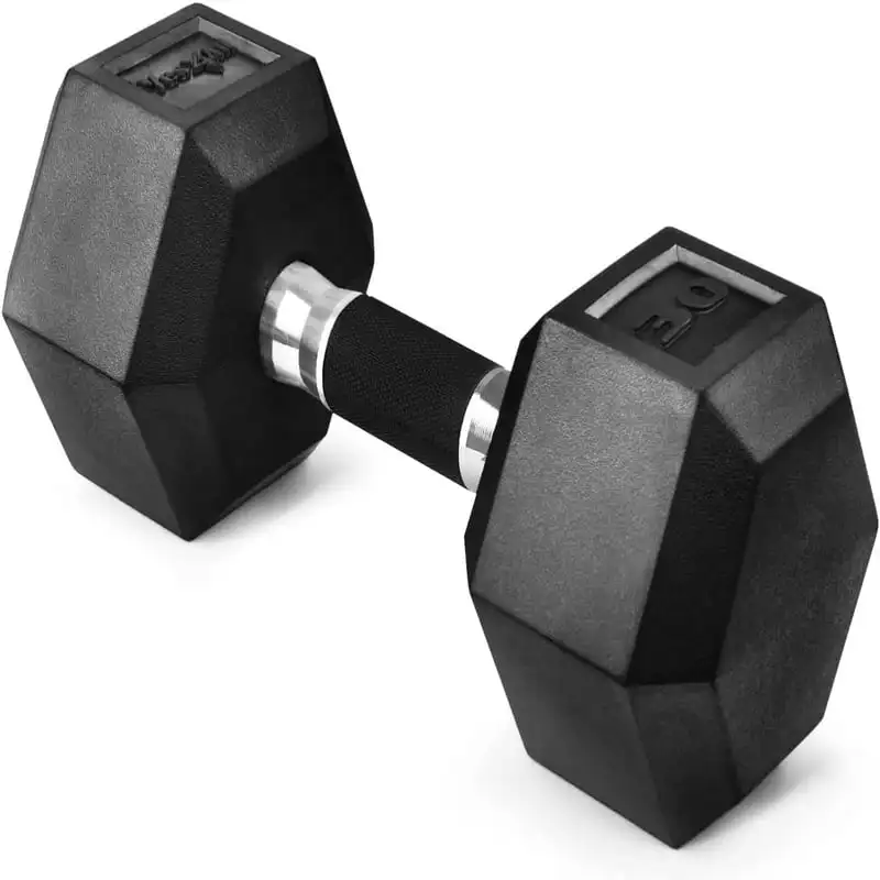 

30 lbs Hex Rubber Grip Dumbbell Weight Set, Single
