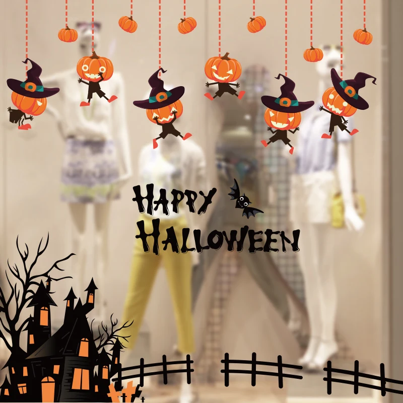 Стеклянные наклейки на Хэллоуин сделай сам тыква зомби стену для гостиной