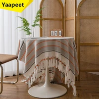 tassel tablecloth nordic style coffee table cover towel striped tablecloth wedding birthday party table cloth home decoration