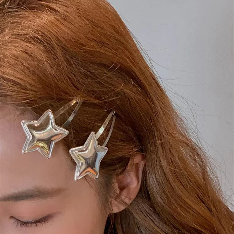 

10/20Pcs Cool Girl Pu Star Hair Clips Silver Color BB Clip Fashion Women Bang Barrettes Hair Accessories Children Hairpins