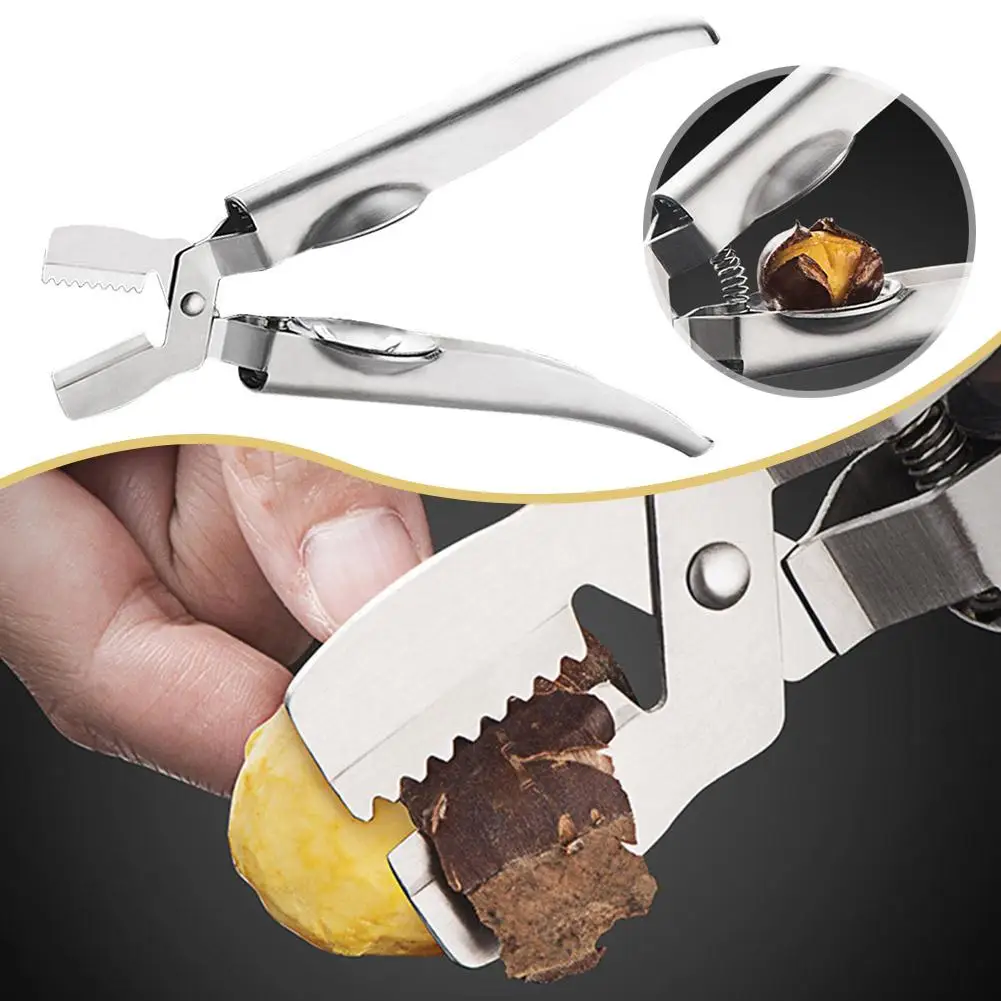 

Multifunctional Chestnut Clip Stainless Steel Chestnut Durable Handle Tools Non-slip Cracker Accessories Opener Clip Kitche T4B7