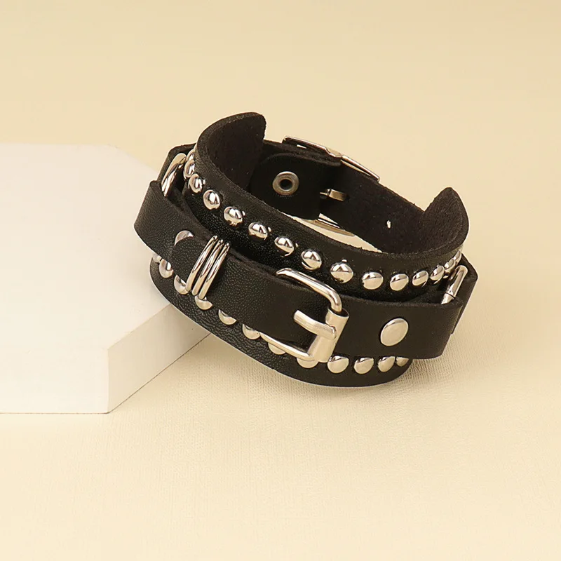 

2023 Punk Rivet Nightclub Trend Bracelet Skull Bracelets Bangle Stainless steel Gothic Multi-level Fashion Jewelry wholesale