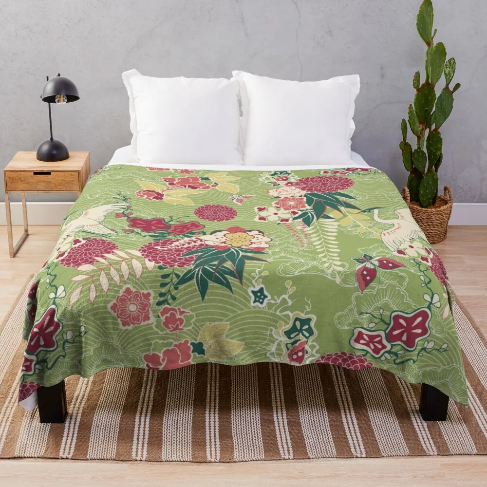 

Japanese Pattern Of Flying Heron Surrounded By Flowers Designer Blanket Designer Blanket Fuzzy Blanket Throw Blankets
