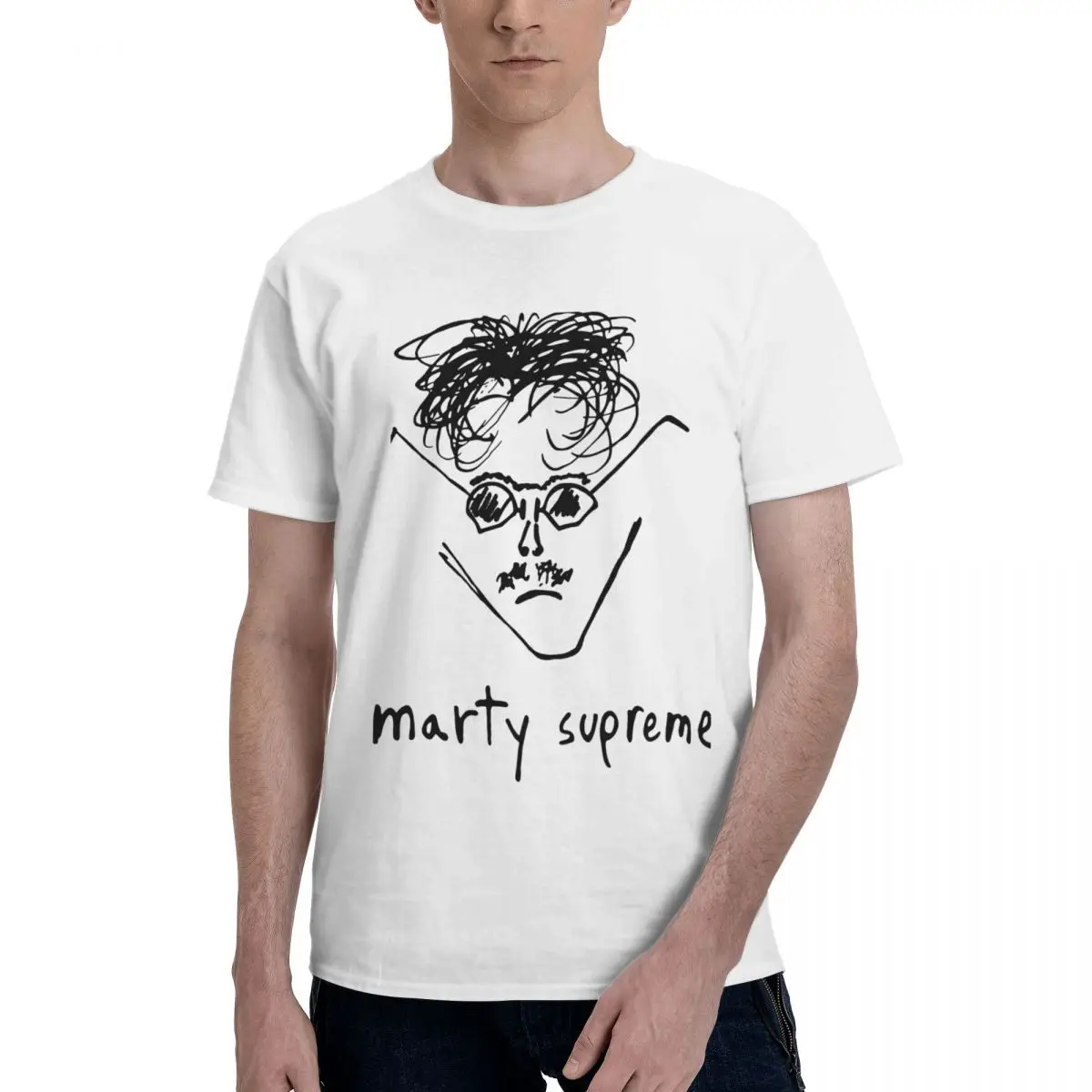 Фото Мужская модная футболка Timothﾩe Chalamet Marty Supreme, винтажная хлопковая футболка с круглым вырезом для мужчин №2