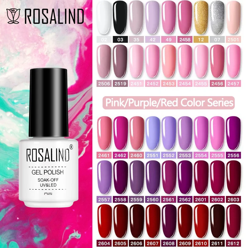 

Гель-лак ROSALIND УФ Гибридный для ногтей, базовое и матовое покрытие с полупостоянной эмалью, топовое покрытие, удаляемое замачиванием, маникю...