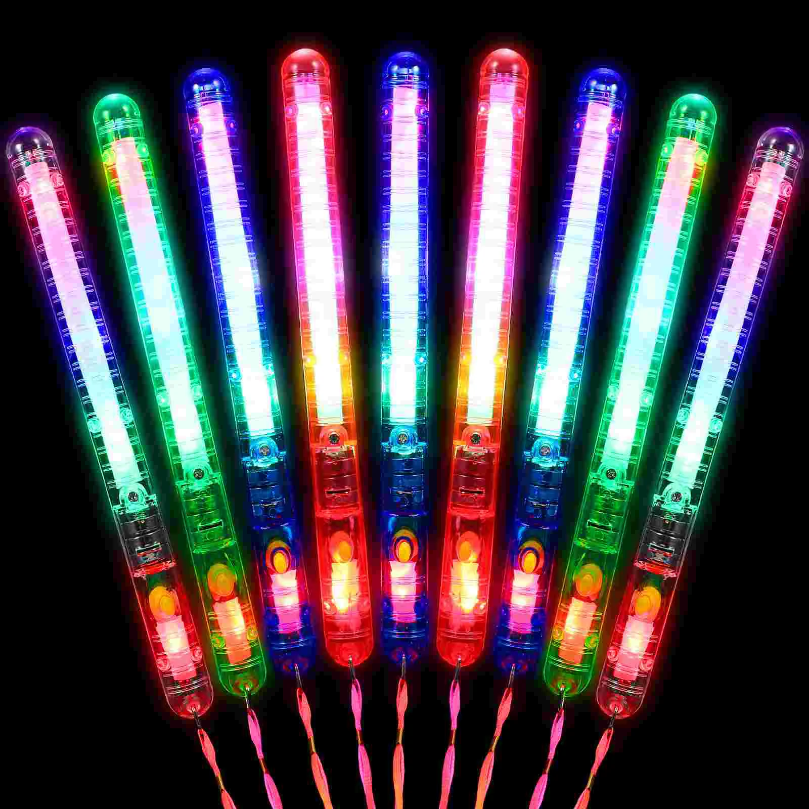 

12 Pcs Flashing LED Wand Sticks with Lanyards Light up Wands Glowing Multicolor Wands for Music Concert Party Favor
