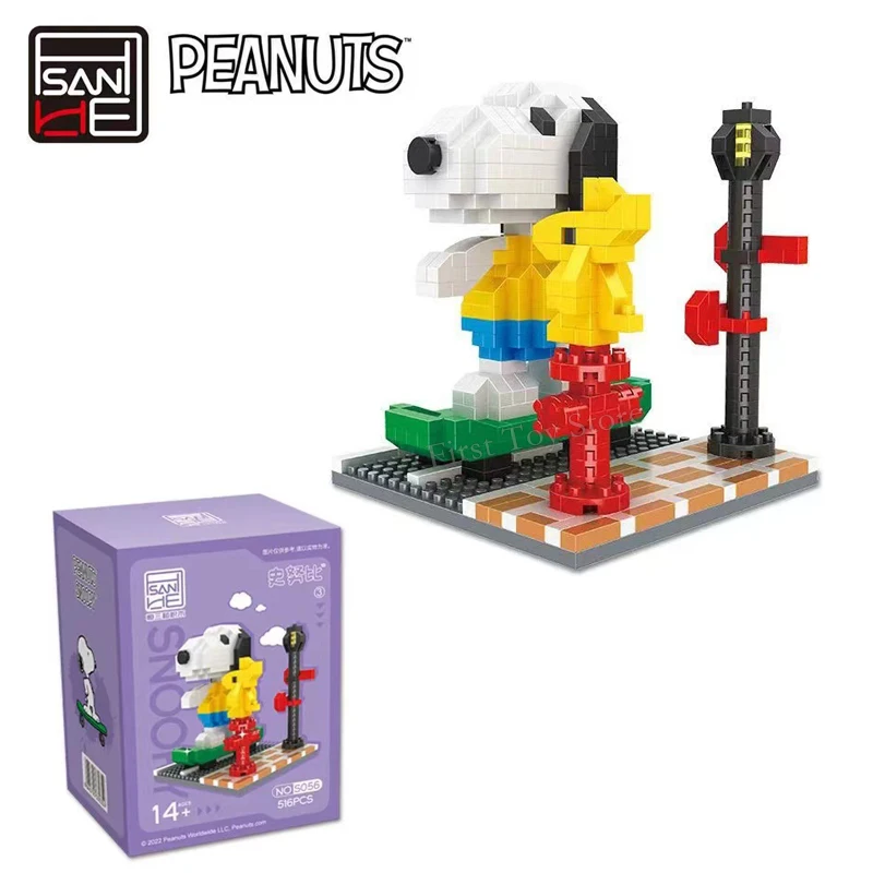 Peanuts Snoopy Аниме Натуральный Arachis Мини-строительные Блоки-развивающие Игрушки Для