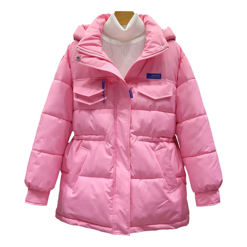Winter Down Cotton-Padded Jacket Women Overcoat Korean Loose Long Thick Bread Clothing Hooded Lace-Up Warm Parker Female Outwear