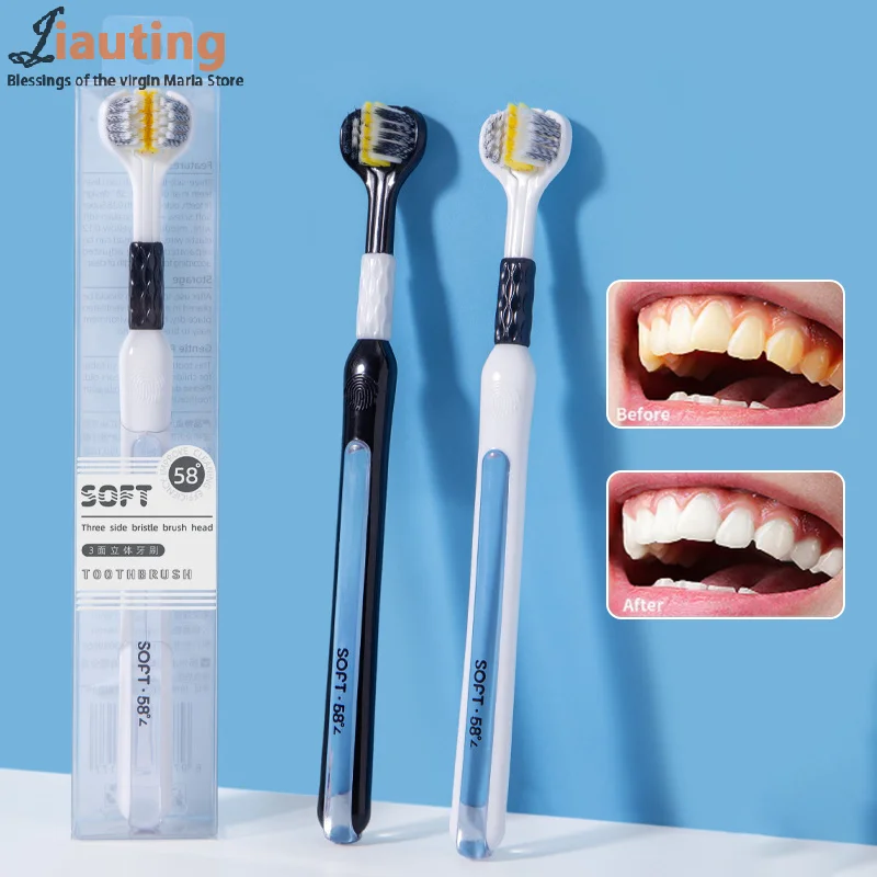 Трехсторонняя зубная щетка с мягкой щетиной для взрослых ультратонкой ухода за