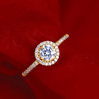 round cut bridal wedding women ring 18k yellow gold filled shiny engagement lady finger jewelry gift size adjust