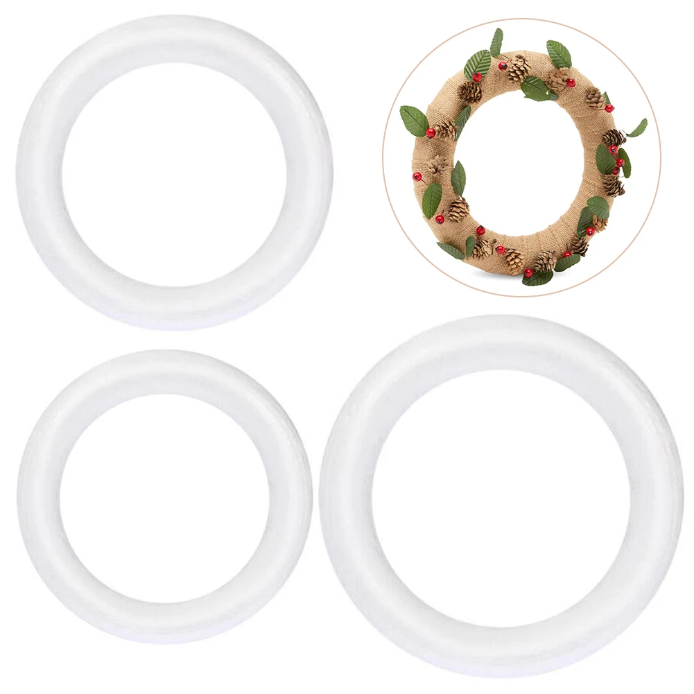 

10pc 10/12/15cm White Round Polystyrene Foam Ring For Christmas Crafts DIY Handmade Blank Circle Wreath Wedding Party Decoration