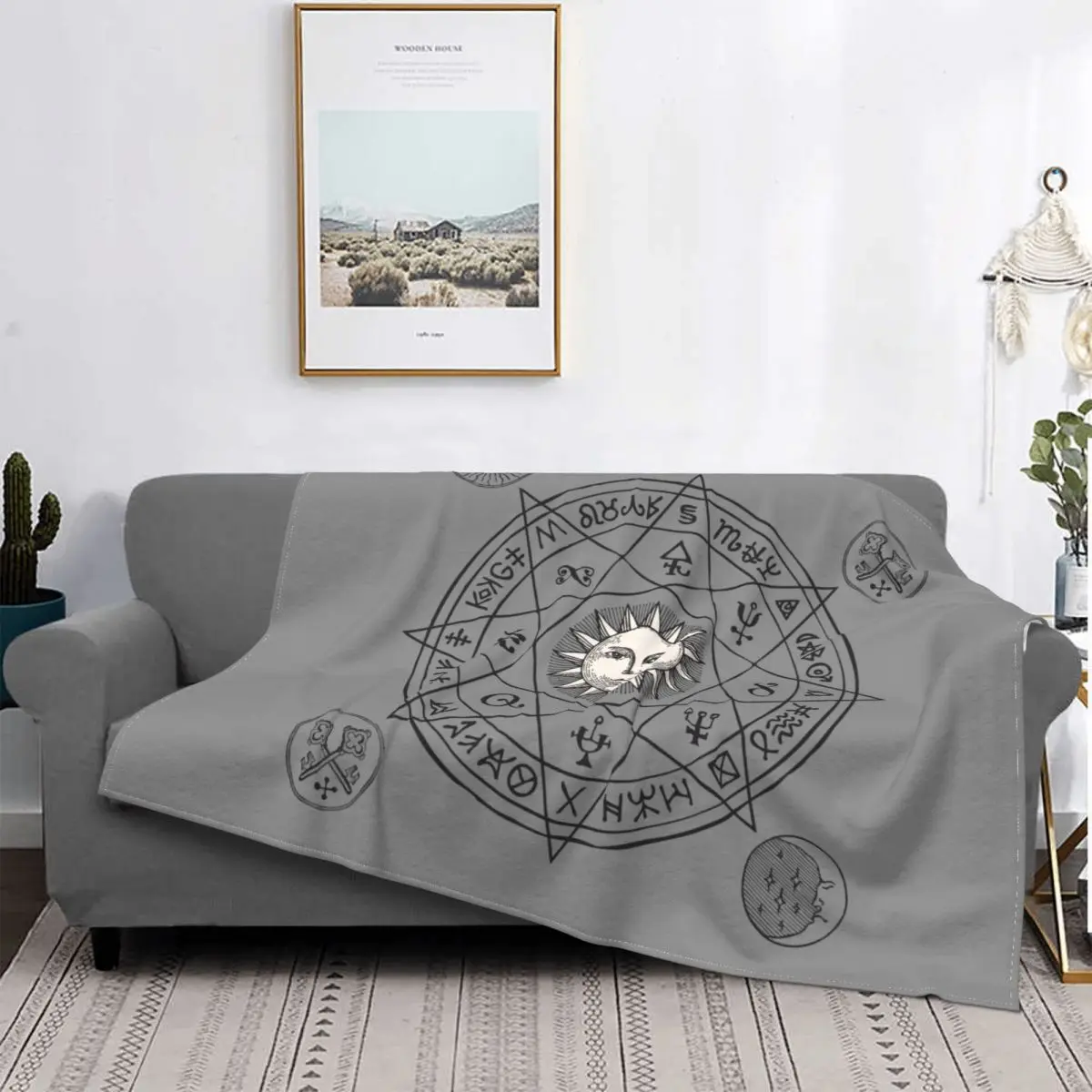 

Astrology Wool Blanket Amulet Mystery Tarot Vintage Throw Blankets for Bed Sofa Couch 125*100cm
