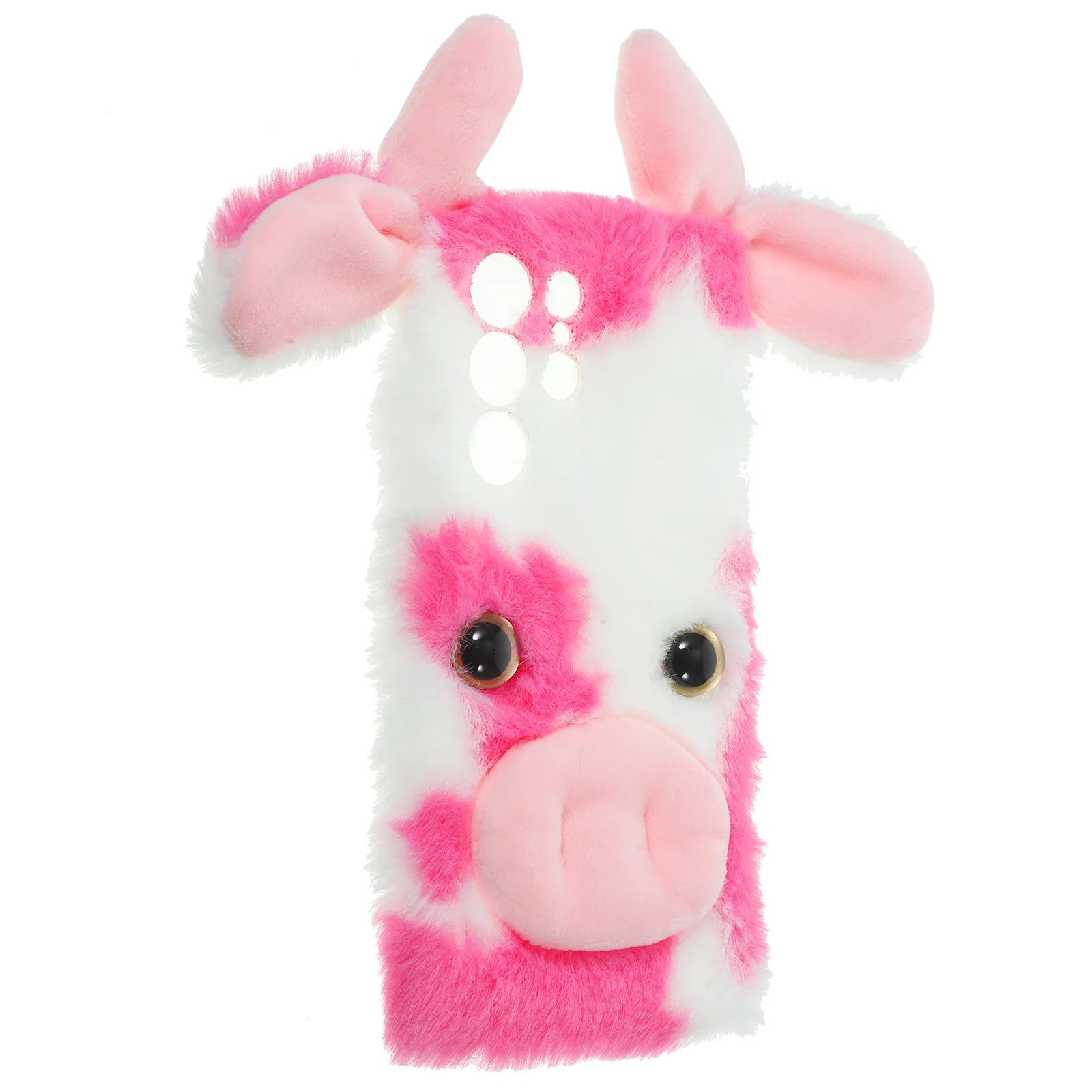

Cute Fluffy Girly S21 Ultra Milk Cow Furry Kawaii Kid Gift Stuffed Plush Cover Women Rabbit Fur Phone Shell Animal