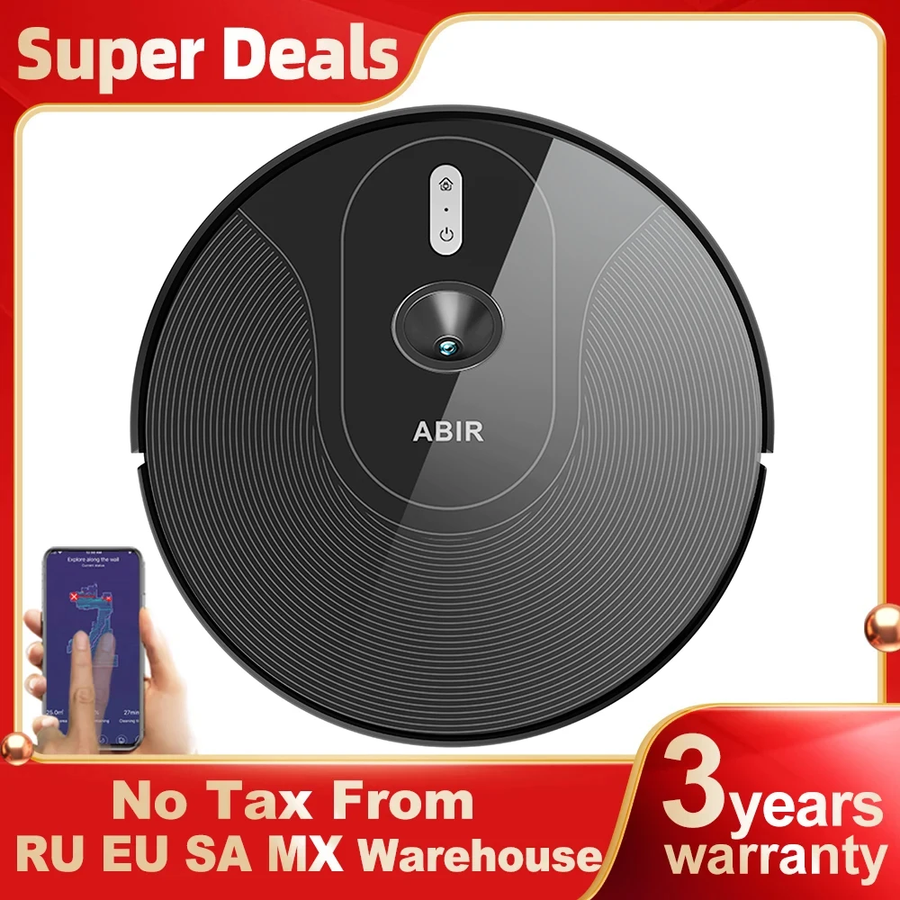Робот-пылесос Abir X6 Pro, <500 Вт, беспроводной, влажная уборка, пылесборник