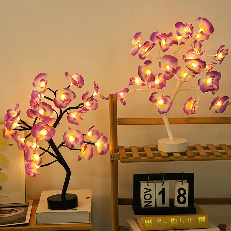 

Led Phalaenopsis Tree Lamp Tree Shape Festive Lantern Branches Lighting Chain Young Girls Girlfriends Bedroom Bedside Lamp