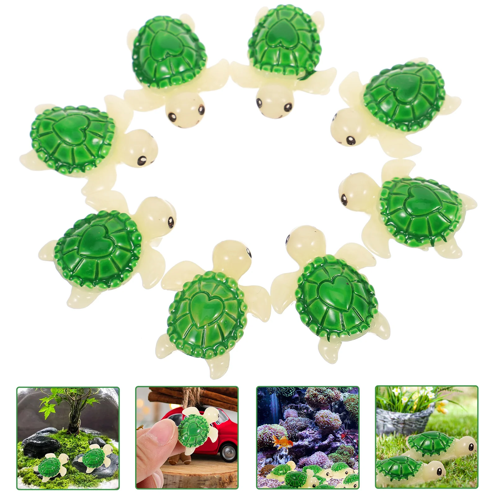 

8 Pcs Fish Tank Artificial Marine Animal Sculpture Landscape Decor Little Turtle Mini Statue Resin Decoration