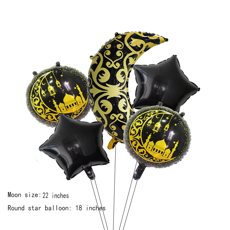 

Eid Mubarak Round Star Moon Foil Balloon Ramadan Kareem Islamic Muslims Umrah Mubarak Eid al Fitr Festival Party Decor Supplies