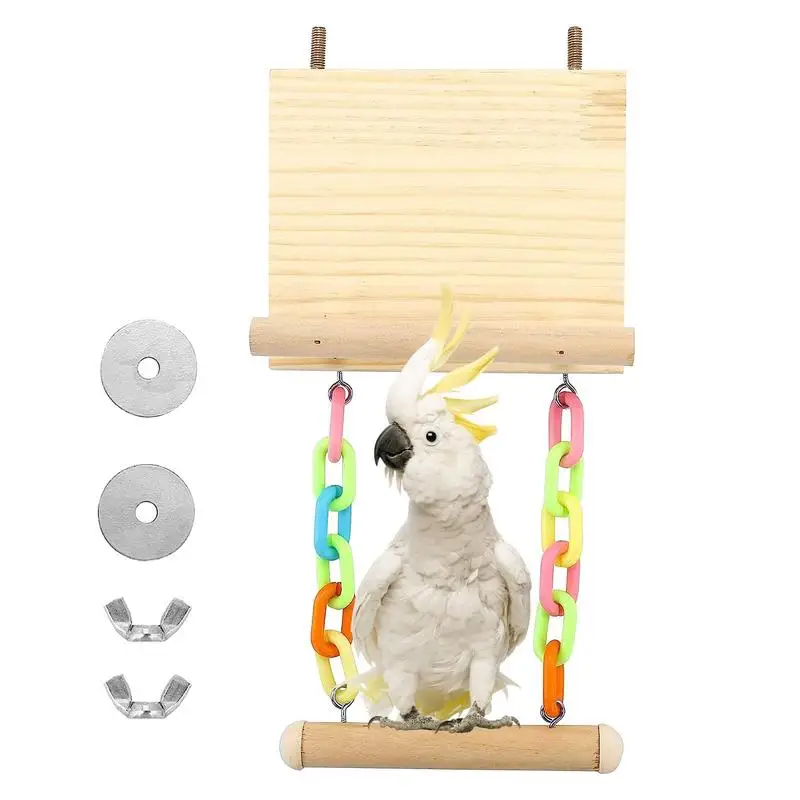 

Parakeet Swing Bird Perches Wooden Rest Place Birds Toys Cage Accessories For Conures Parakeets Parrots Cockatiels Budgies